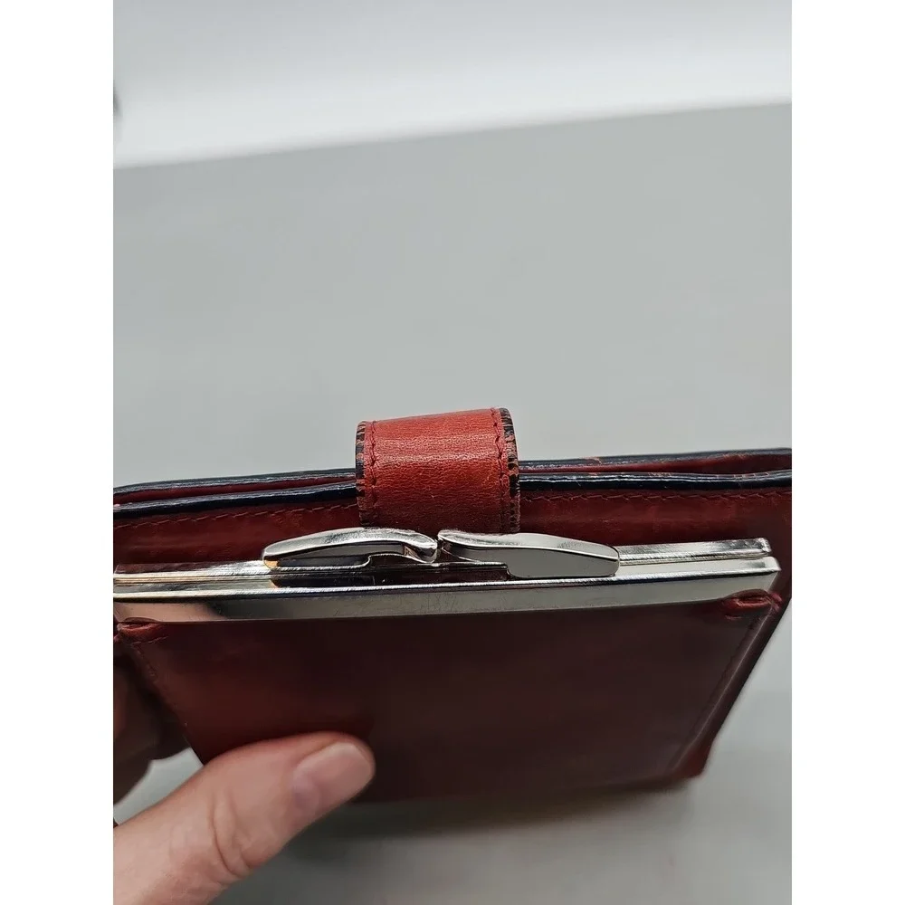 Vtg Bosca Leather wallet card holder coin holder‎ Silver Hardware